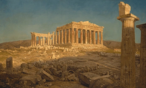 The Parthenon in a classical landscape